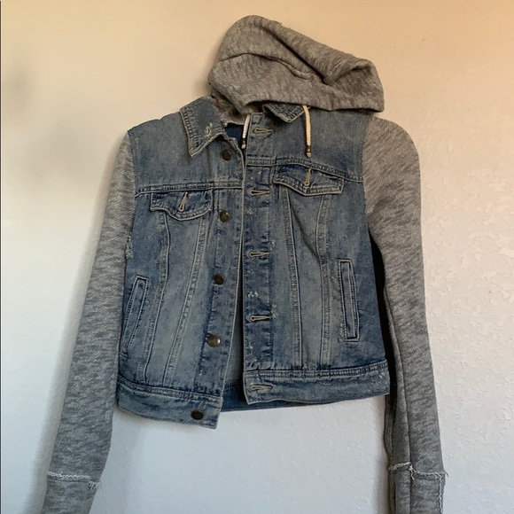 FREE PEOPLE jean jacket hoodie - Picture 1 of 1